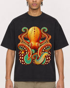 Mockup Boxy Heavyweight Tee Black male close-up 40