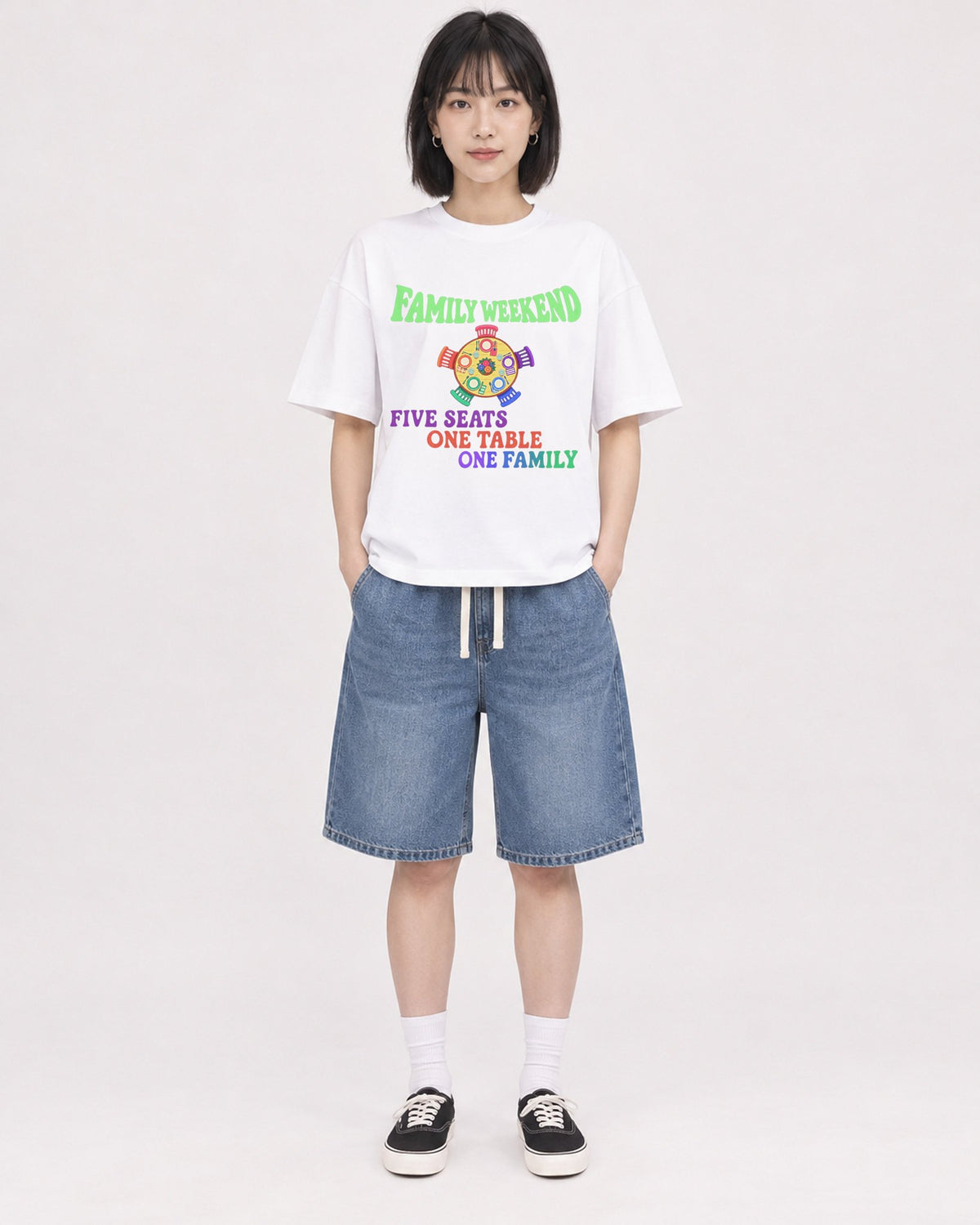 Mockup Boxy Heavyweight Tee White female full-body 11