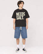 Mockup Boxy Heavyweight Tee Black male full-body 03