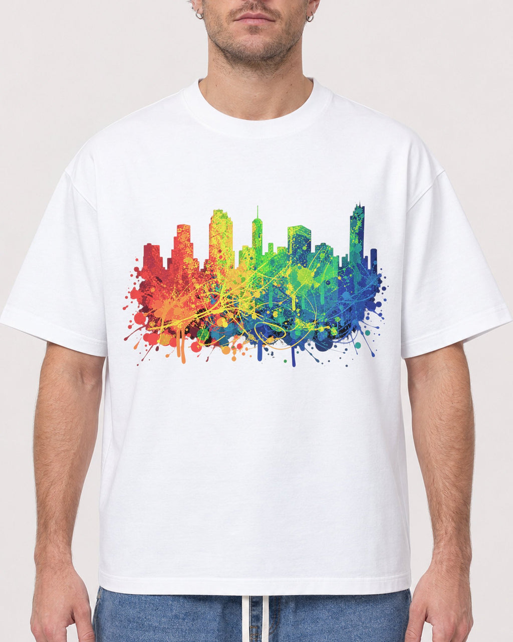 Mockup Boxy Heavyweight Tee White male close-up 08