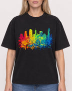 Mockup Boxy Heavyweight Tee Black female close-up 08