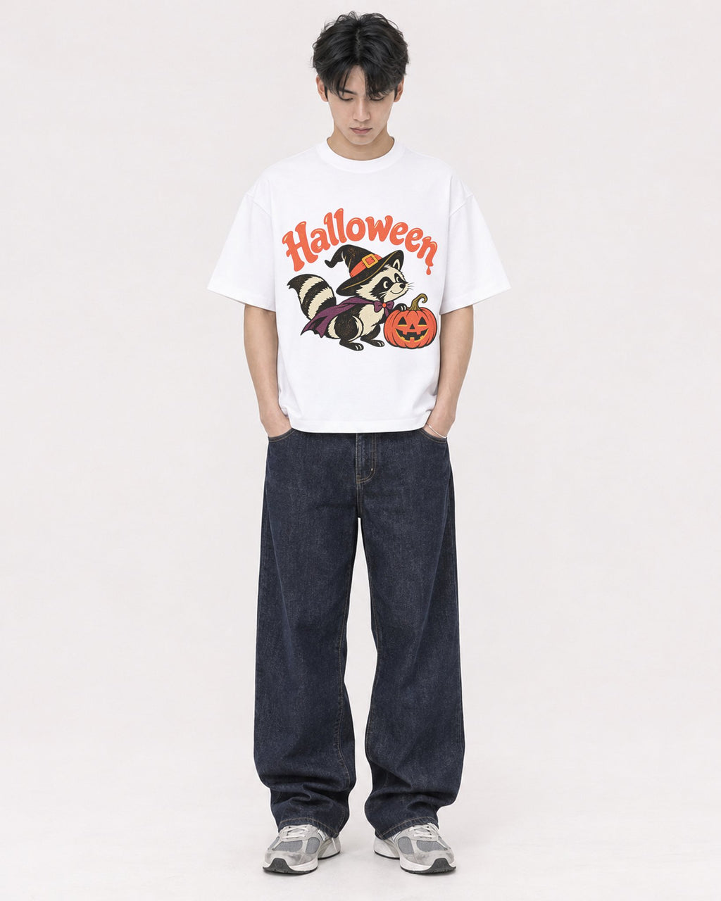 Mockup Boxy Heavyweight Tee White male full-body 31