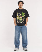 Mockup Boxy Heavyweight Tee Black male full-body 02