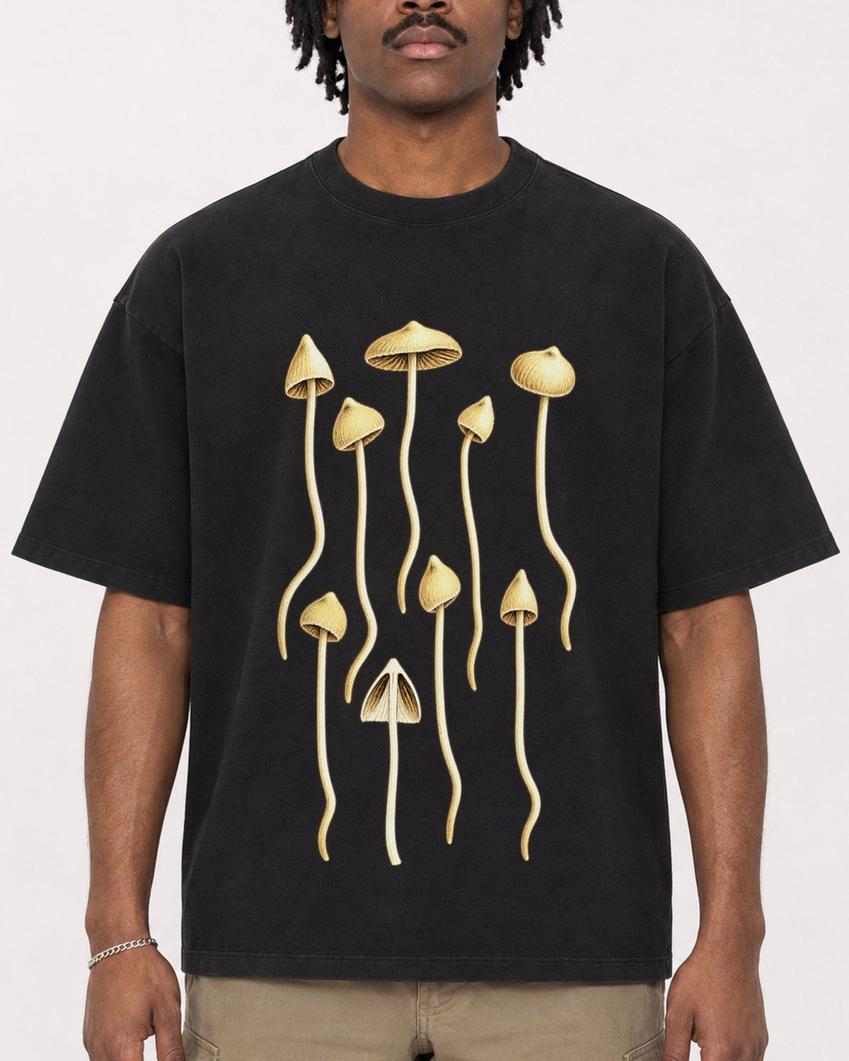Mockup Boxy Heavyweight Tee Black male close-up 04