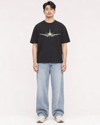 Mockup Boxy Heavyweight Tee Black male full-body 13