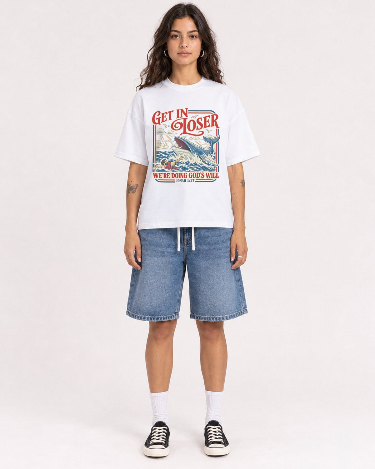 Mockup Boxy Heavyweight Tee White female full-body 06