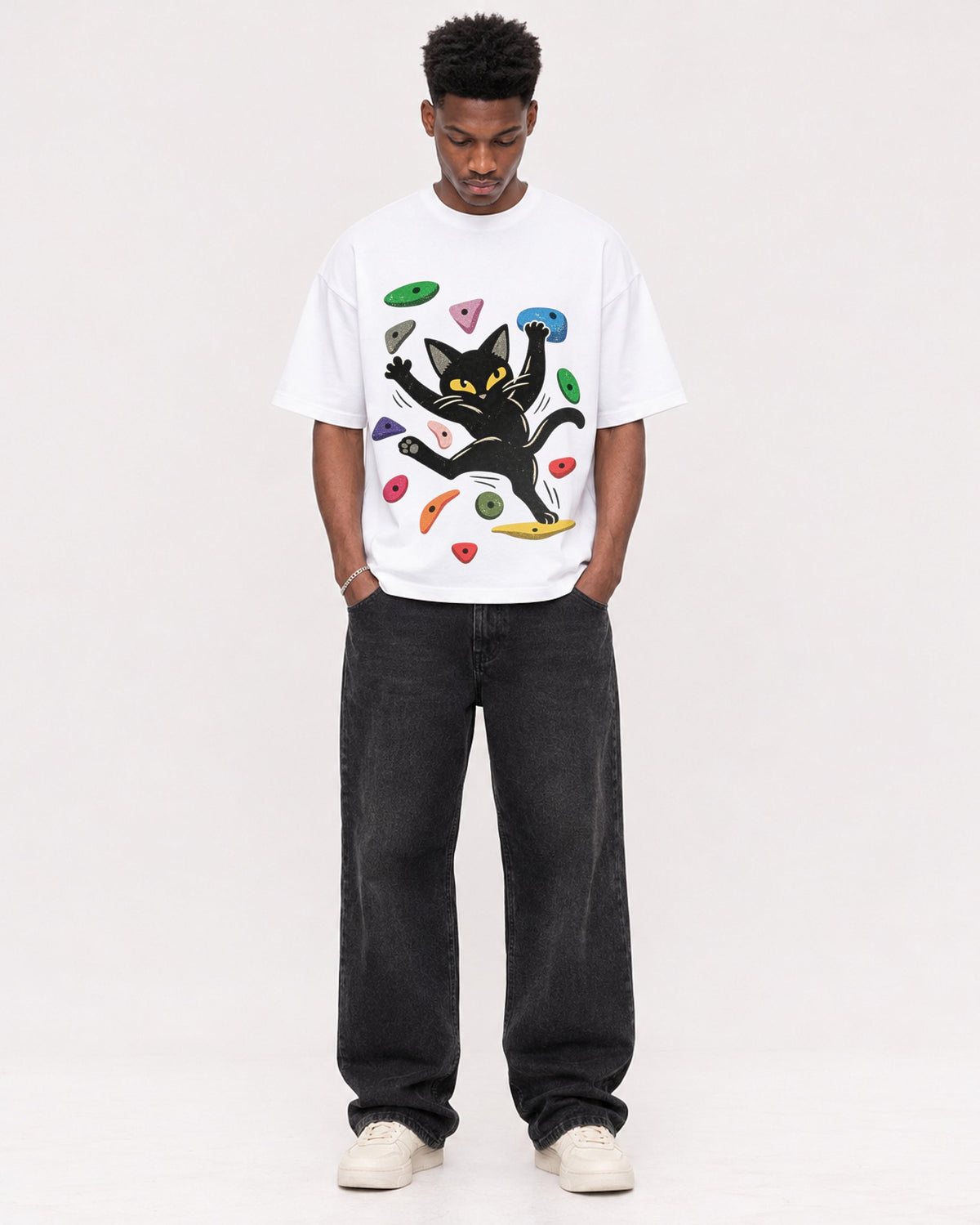 Mockup Boxy Heavyweight Tee White male full-body 15