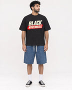 Mockup Boxy Heavyweight Tee Black male full-body 07