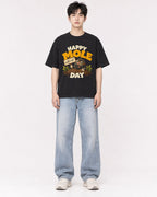 Mockup Boxy Heavyweight Tee Black male full-body 01