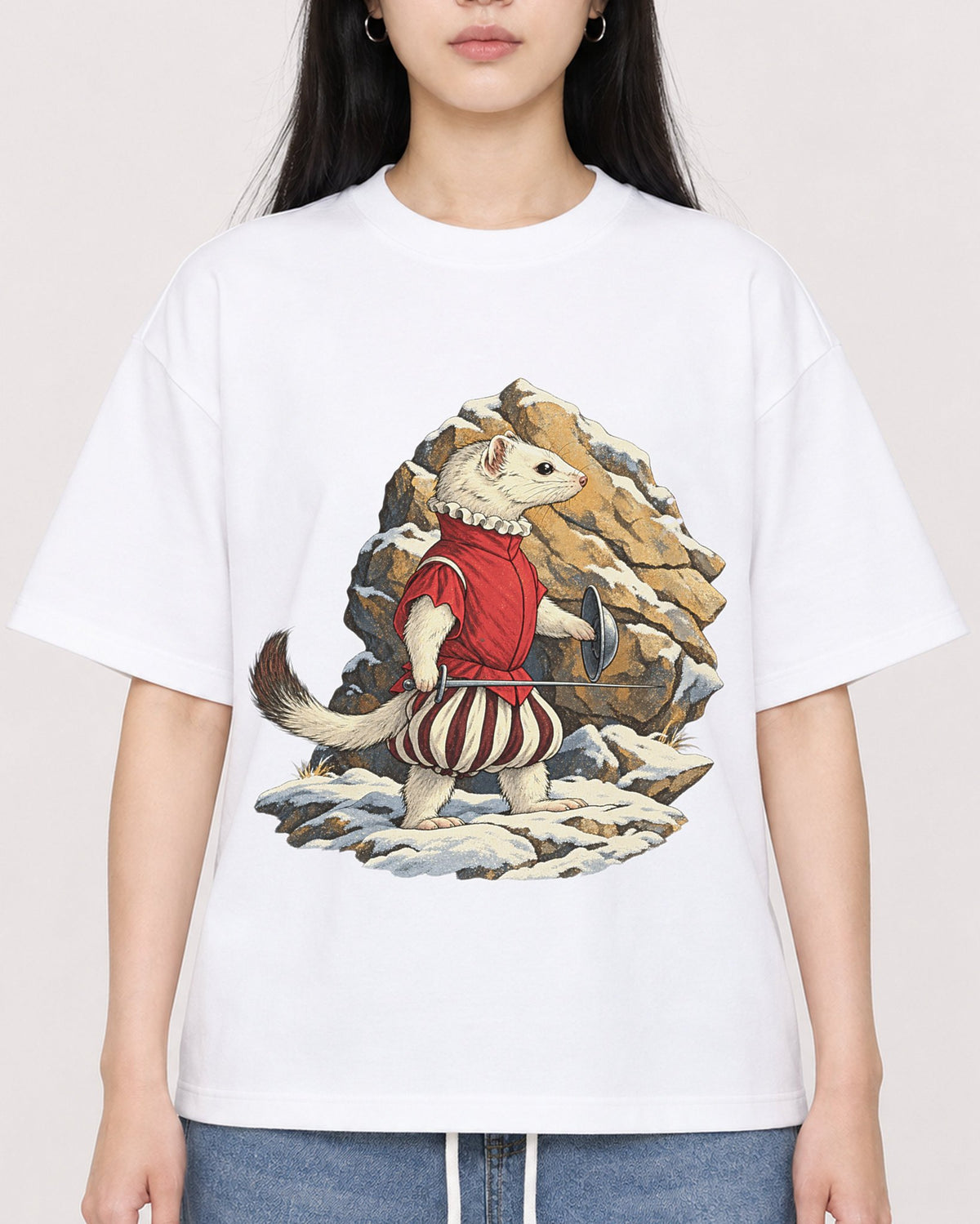 Mockup Boxy Heavyweight Tee White female close-up 01