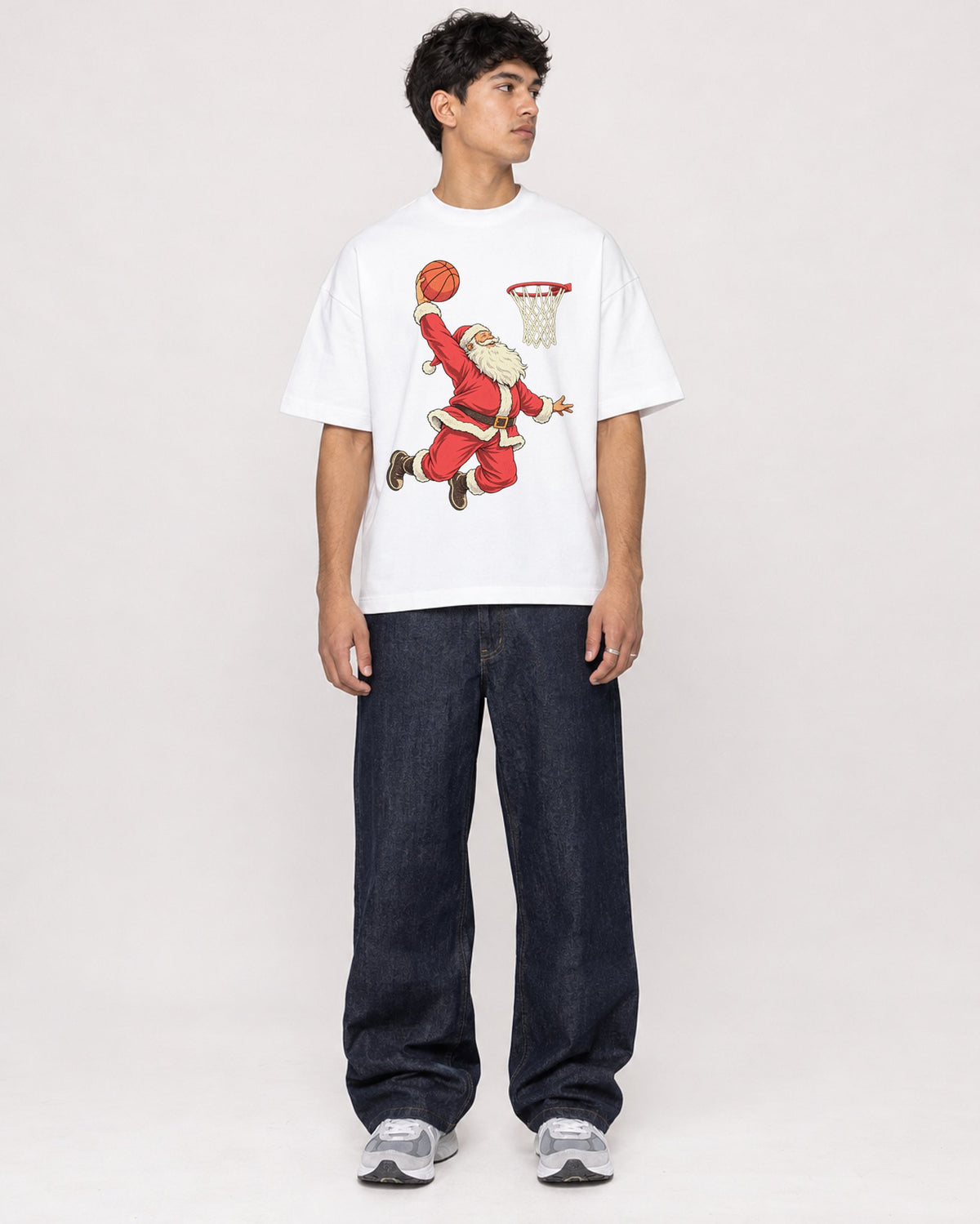 Mockup Boxy Heavyweight Tee White male full-body 46