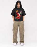 Mockup Boxy Heavyweight Tee Black female full-body 46