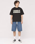 Mockup Boxy Heavyweight Tee Black male full-body 03