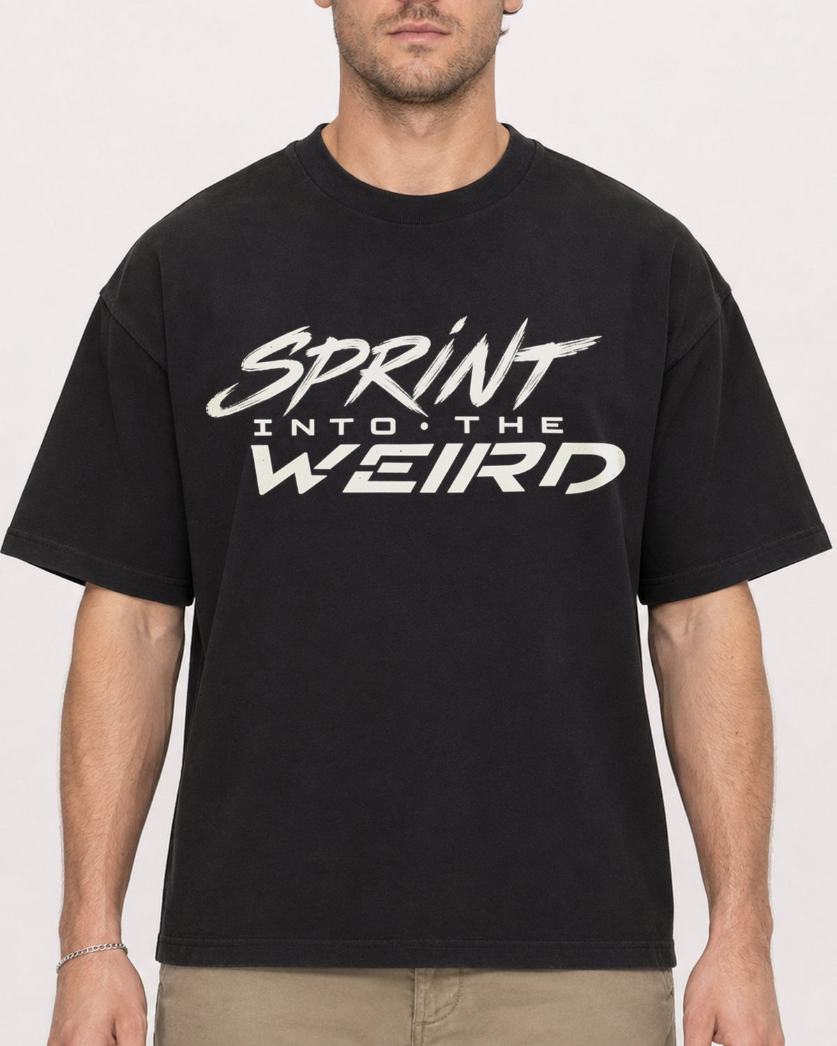 Mockup Boxy Heavyweight Tee Black male close-up 08