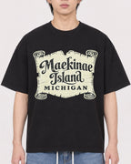 Mockup Boxy Heavyweight Tee Black male close-up 11