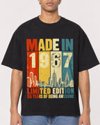Mockup Boxy Heavyweight Tee Black male close-up 10