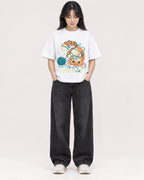 Mockup Boxy Heavyweight Tee White female full-body 13
