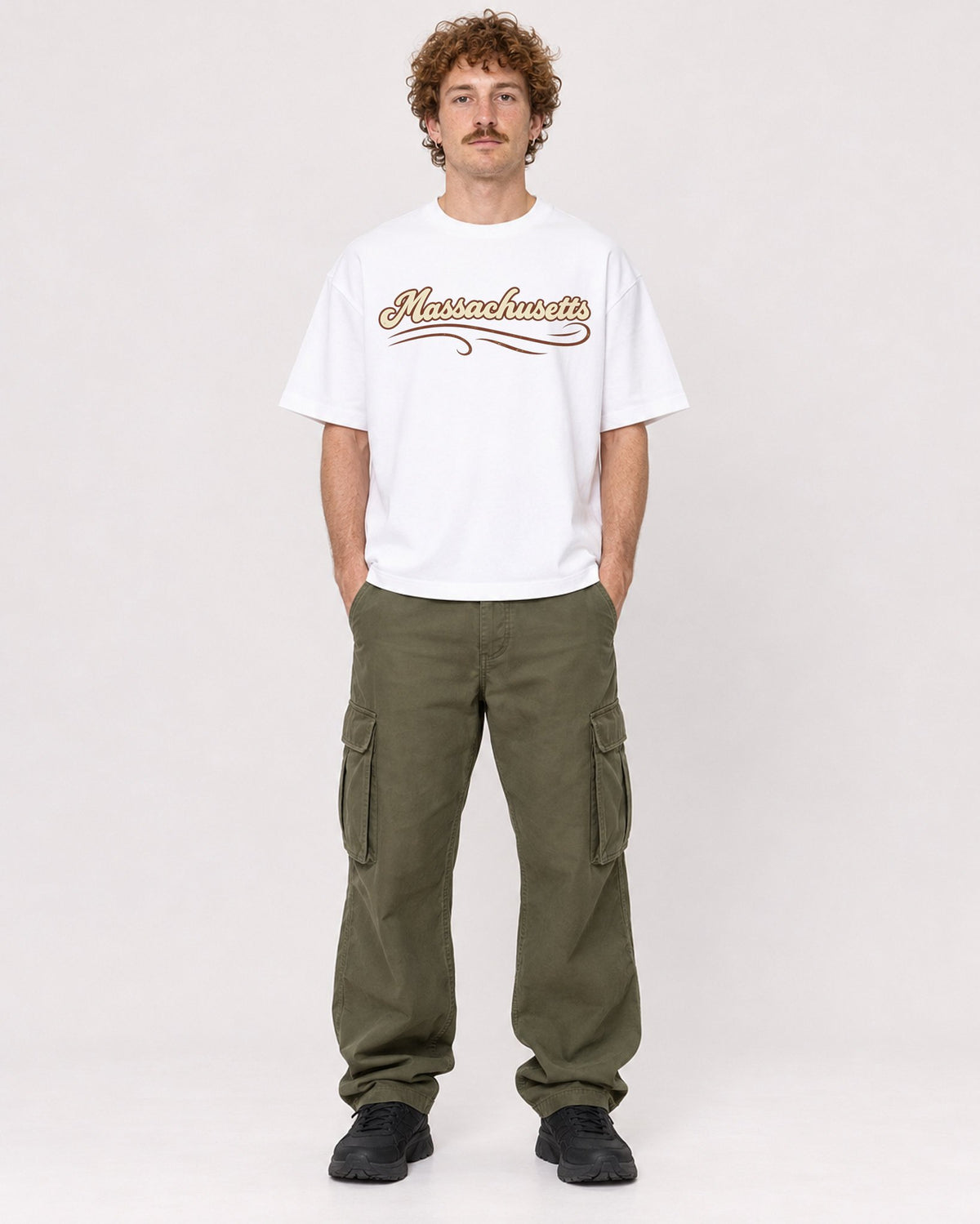 Mockup Boxy Heavyweight Tee White male full-body 09