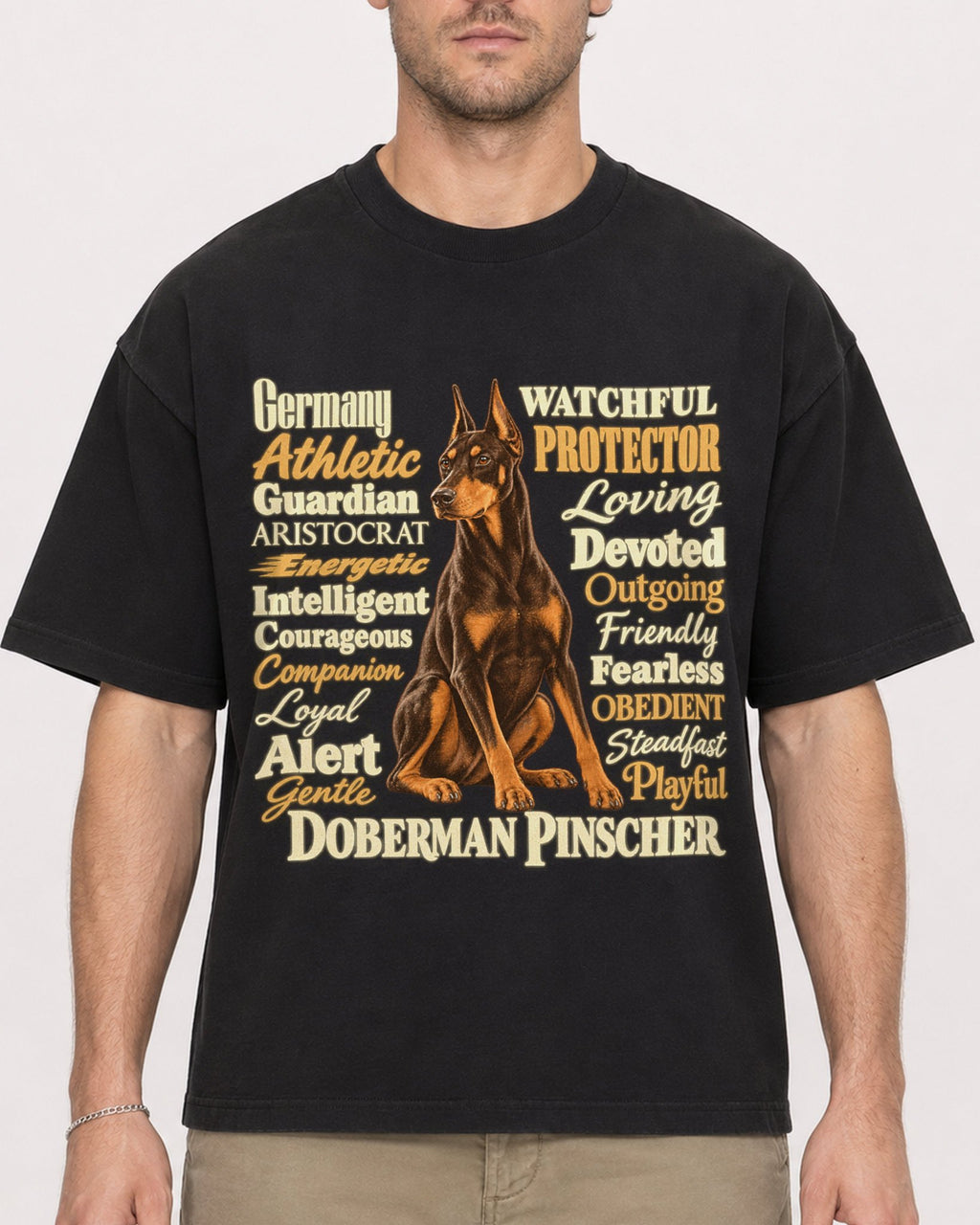 Mockup Boxy Heavyweight Tee Black male close-up 08
