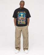Mockup Boxy Heavyweight Tee Black male full-body 44