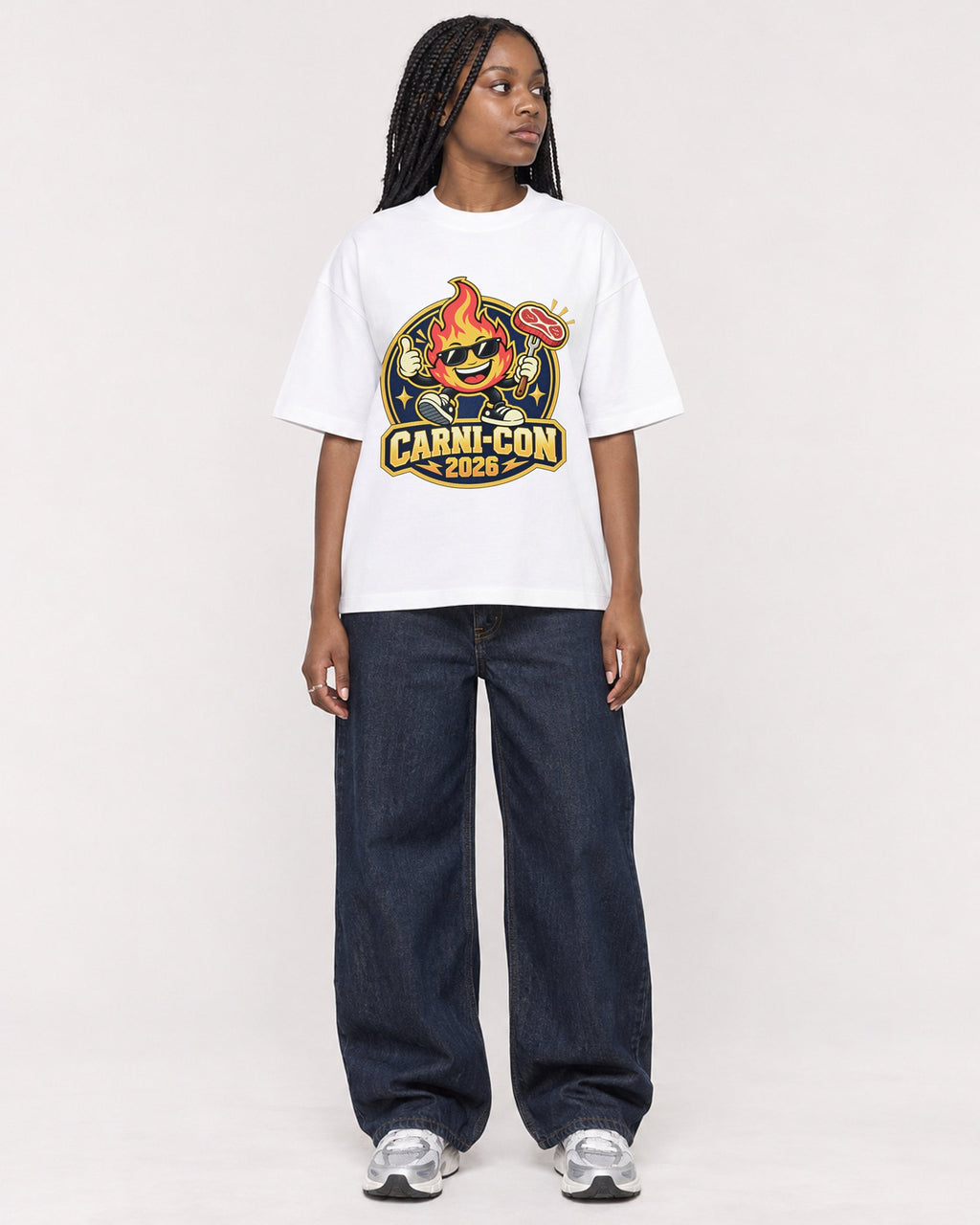Mockup Boxy Heavyweight Tee White female full-body 04