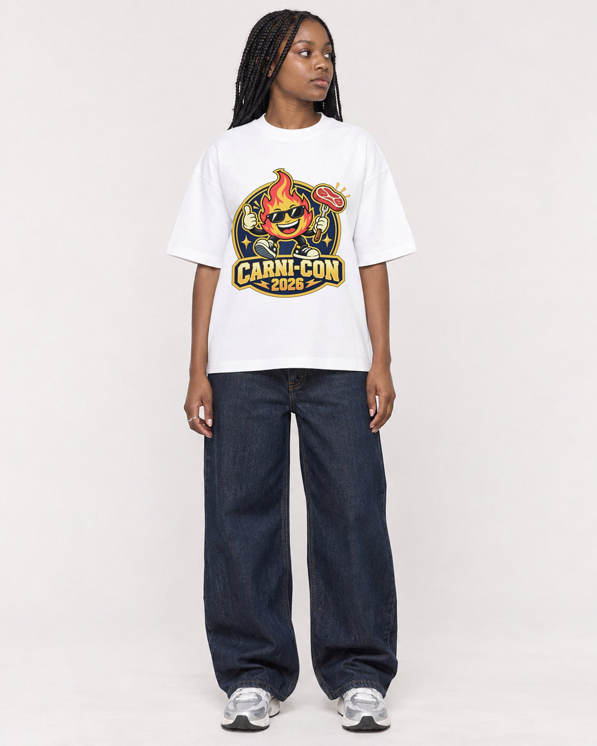 Mockup Boxy Heavyweight Tee White female full-body 04