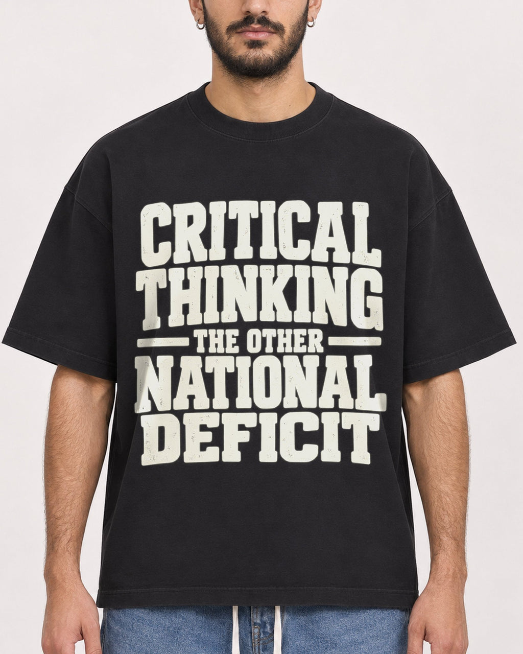 Mockup Boxy Heavyweight Tee Black male close-up 07