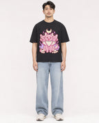 Mockup Boxy Heavyweight Tee Black male full-body 13
