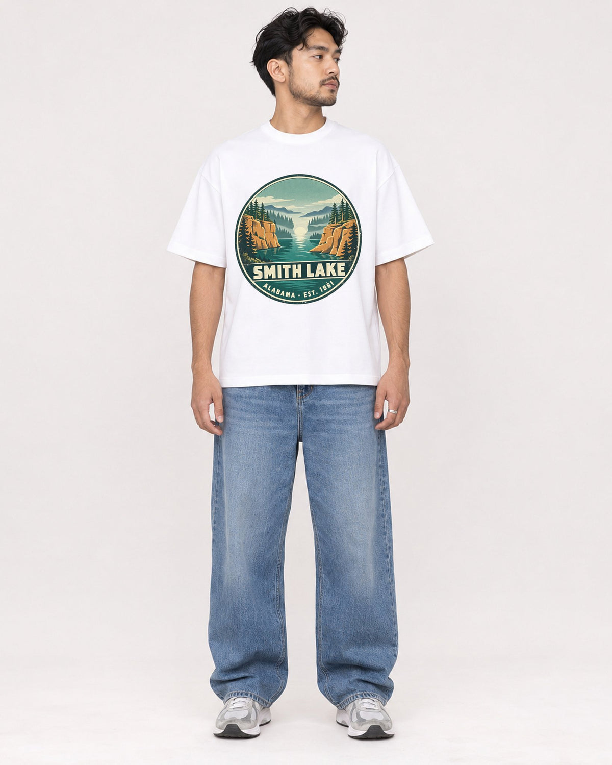 Mockup Boxy Heavyweight Tee White male full-body 02