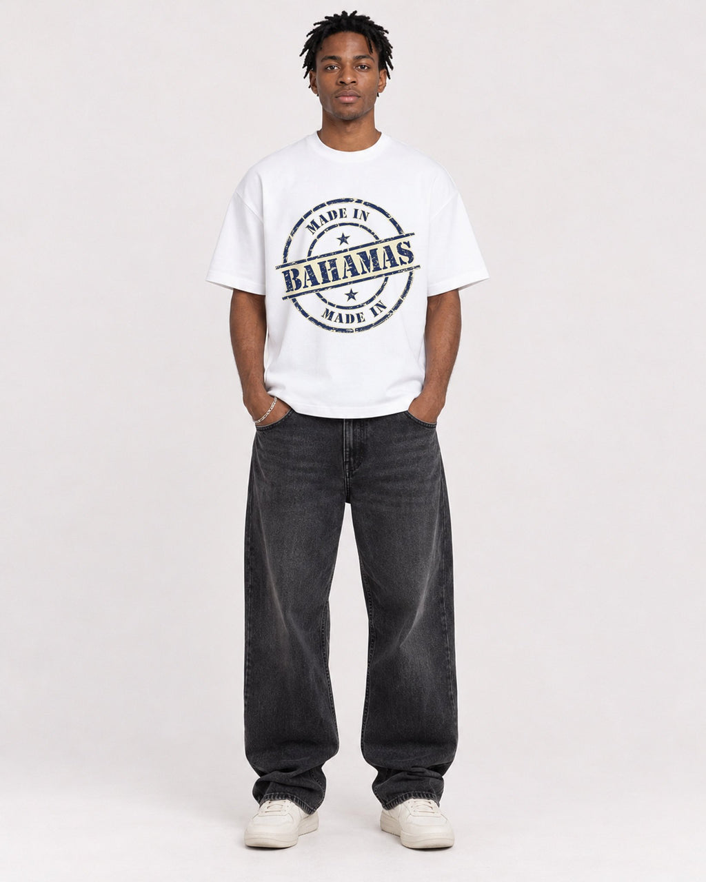 Mockup Boxy Heavyweight Tee White male full-body 05