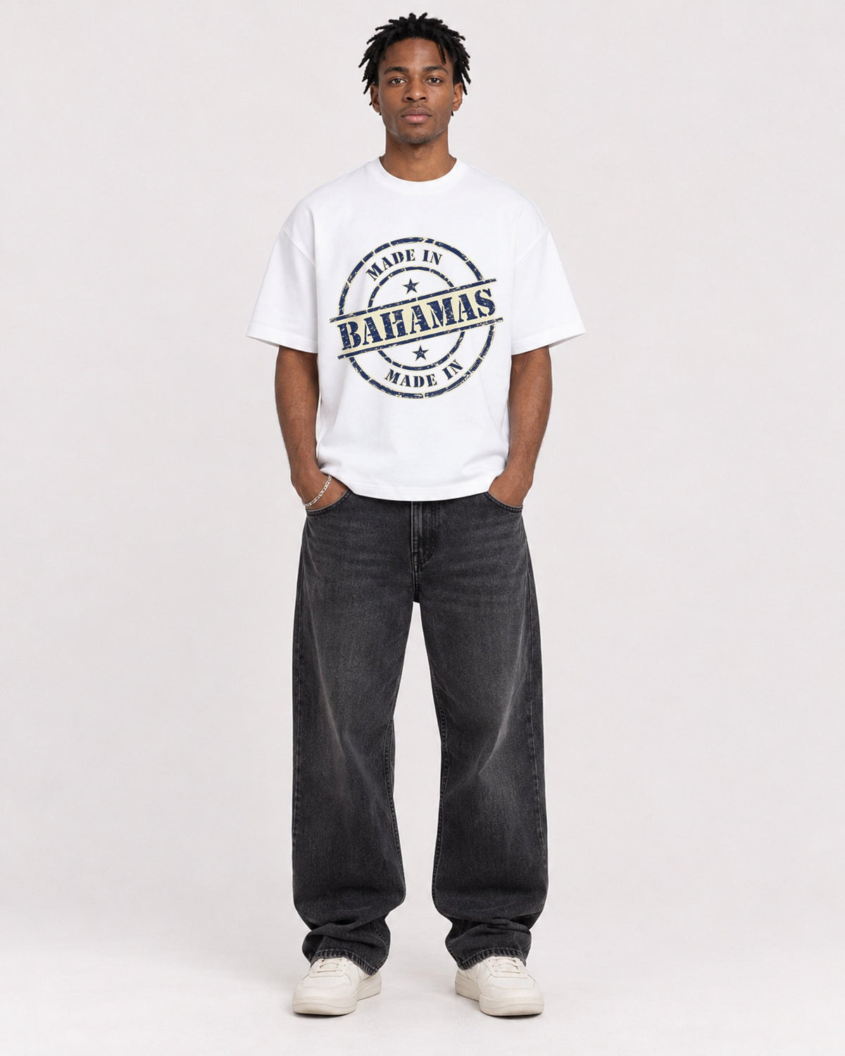 Mockup Boxy Heavyweight Tee White male full-body 05