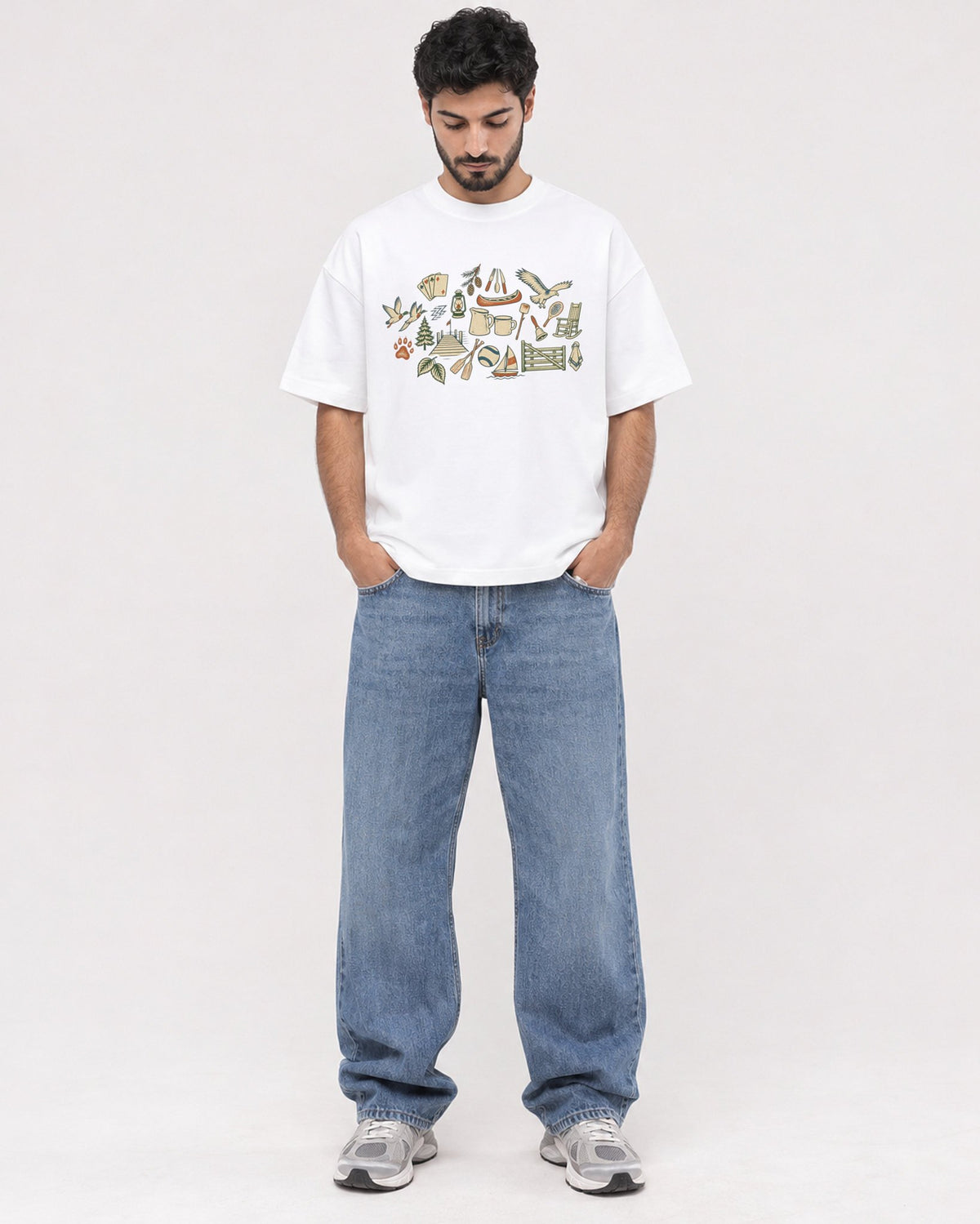Mockup Boxy Heavyweight Tee White male full-body 07