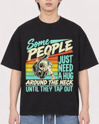Mockup Boxy Heavyweight Tee Black male close-up 11