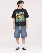 Mockup Boxy Heavyweight Tee Black male full-body 11