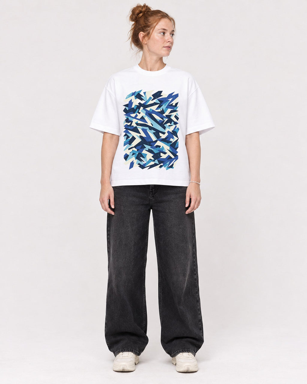 Mockup Boxy Heavyweight Tee White female full-body 28