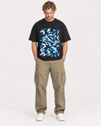 Mockup Boxy Heavyweight Tee Black male full-body 28