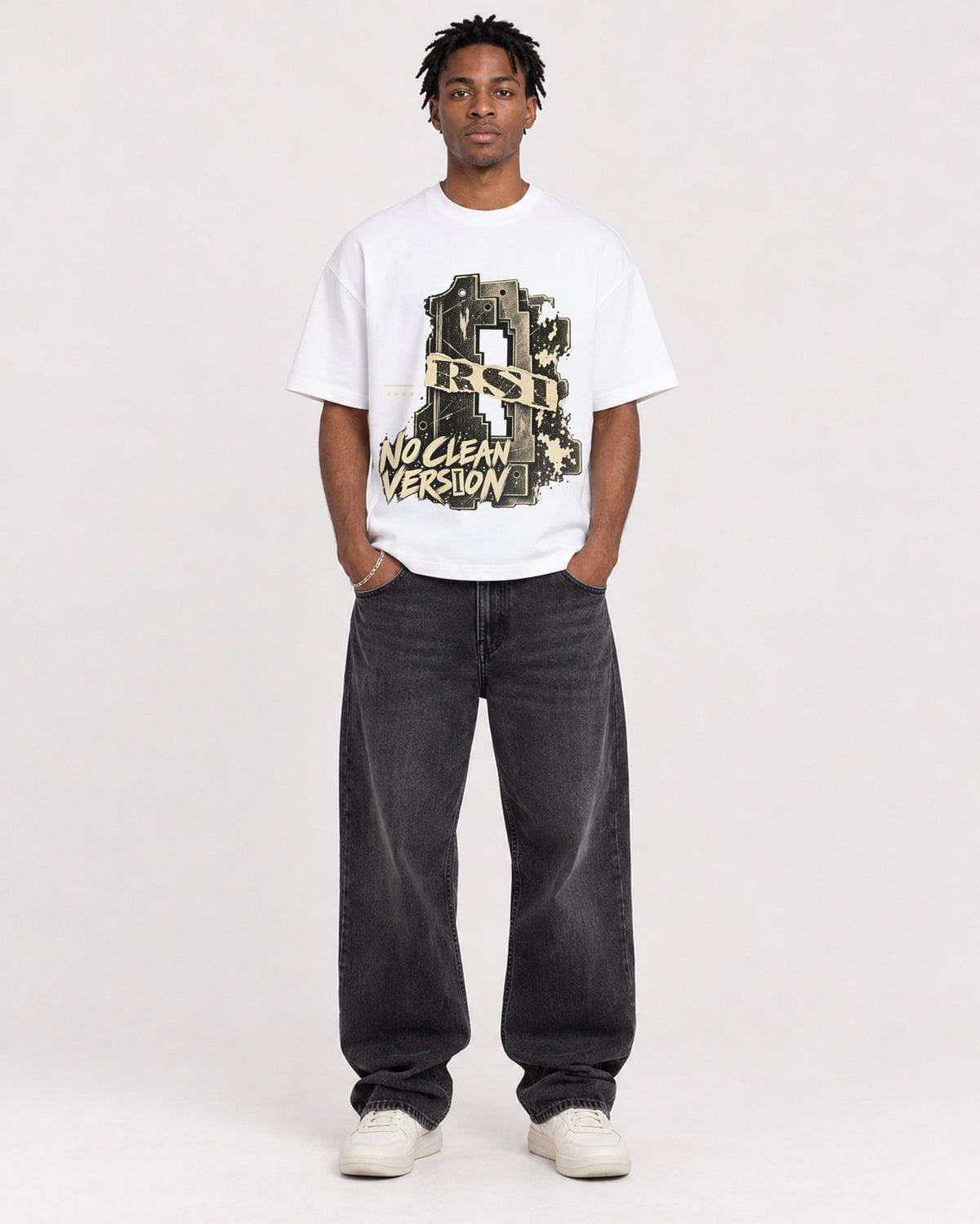 Mockup Boxy Heavyweight Tee White male full-body 05
