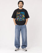 Mockup Boxy Heavyweight Tee Black male full-body 22