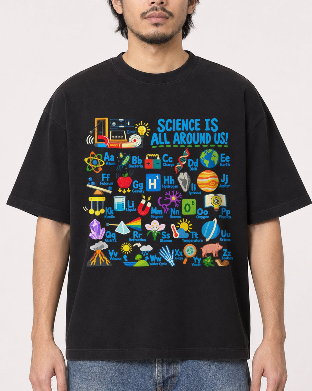 Mockup Boxy Heavyweight Tee Black male close-up 22