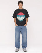 Mockup Boxy Heavyweight Tee Black male full-body 06