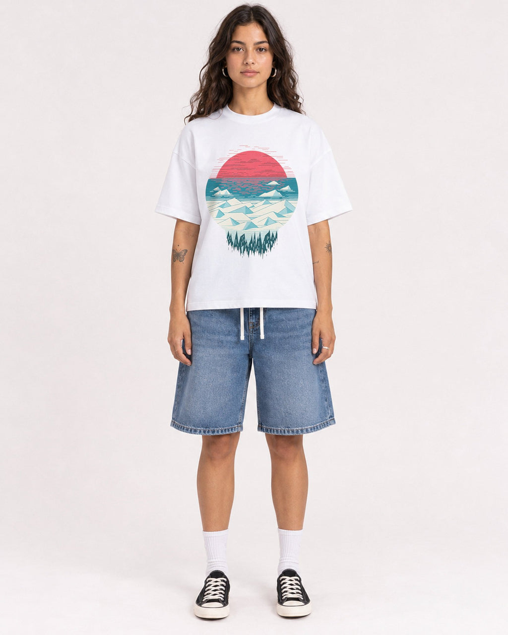 Mockup Boxy Heavyweight Tee White female full-body 06