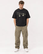 Mockup Boxy Heavyweight Tee Black male full-body 08