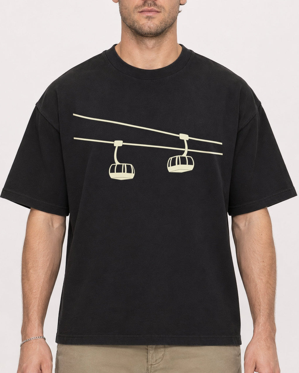 Mockup Boxy Heavyweight Tee Black male close-up 08