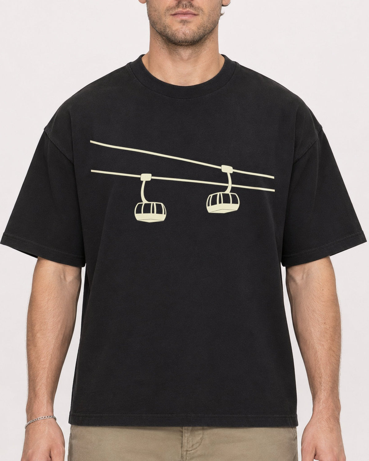 Mockup Boxy Heavyweight Tee Black male close-up 08