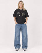 Mockup Boxy Heavyweight Tee Black female full-body 08
