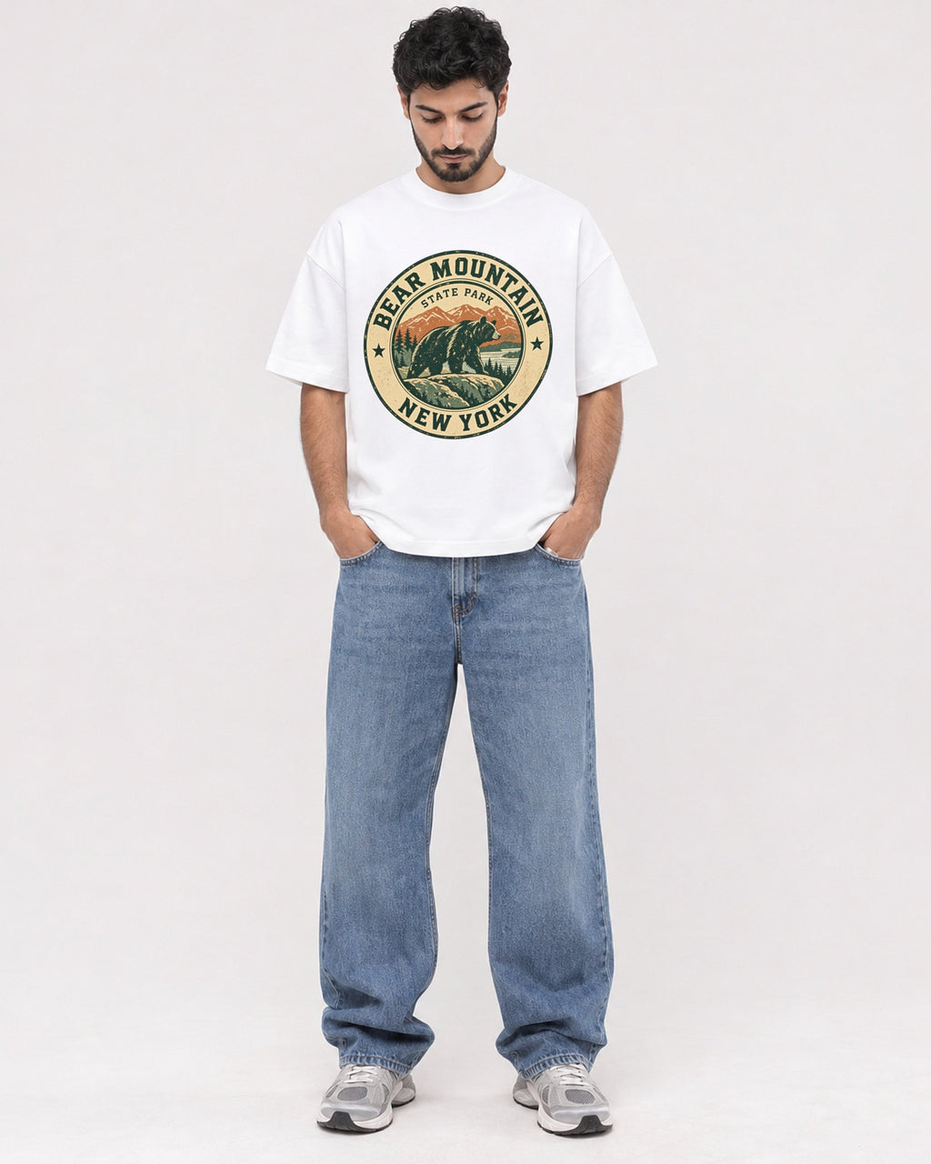 Mockup Boxy Heavyweight Tee White male full-body 07