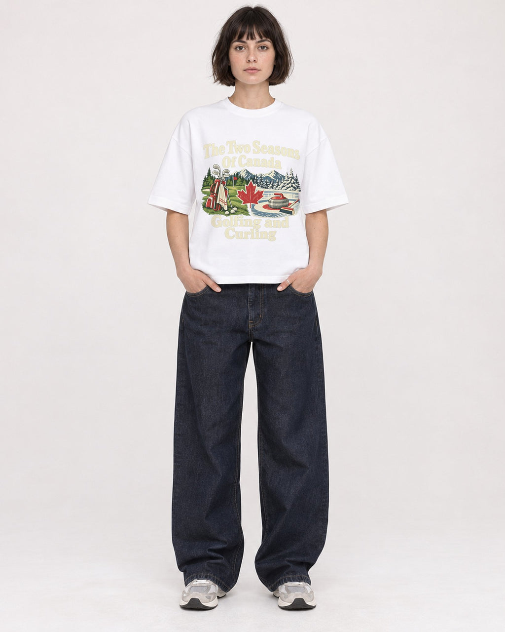 Mockup Boxy Heavyweight Tee White female full-body 39