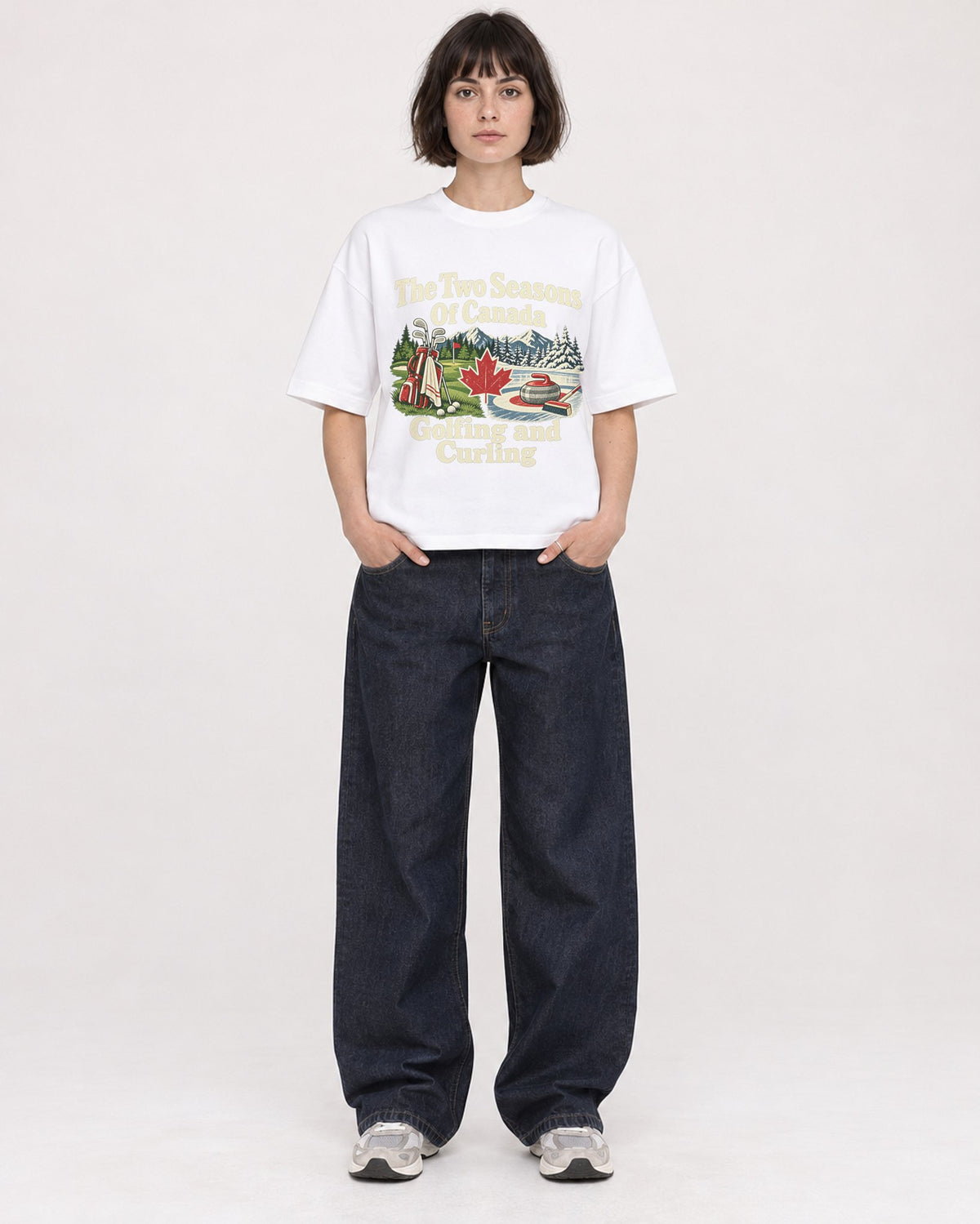 Mockup Boxy Heavyweight Tee White female full-body 39