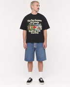 Mockup Boxy Heavyweight Tee Black male full-body 39