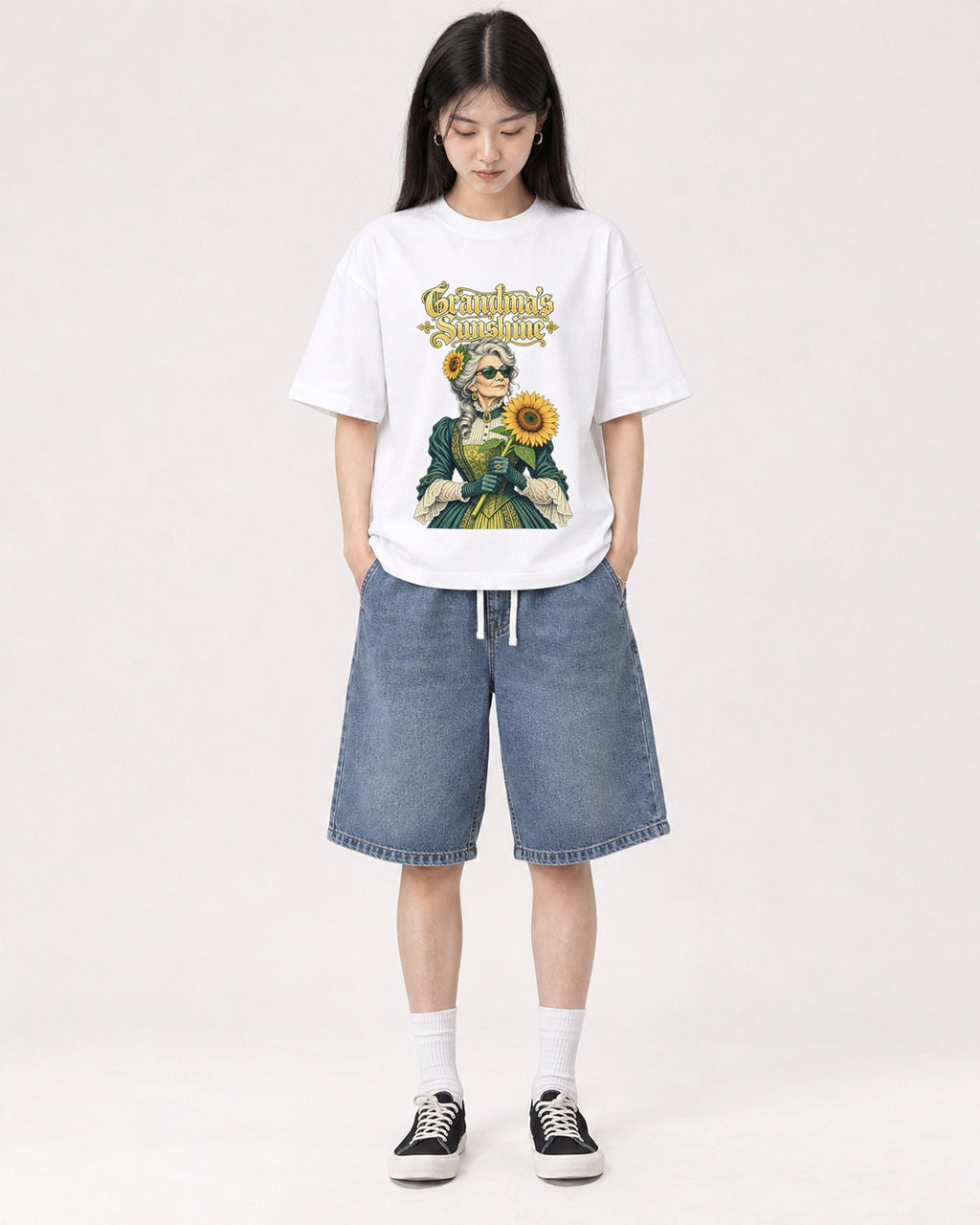 Mockup Boxy Heavyweight Tee White female full-body 01